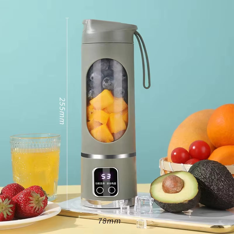 12 Blades Portable Fruit Juicer 450Ml Capacity 3 Gears USB Rechargeable Blender Ice Crusher